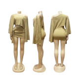 Sexy Casual Street Daily Solid Color Knotted Off Shoulder Two Pieces
