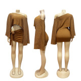 Sexy Casual Street Daily Solid Color Knotted Off Shoulder Two Pieces