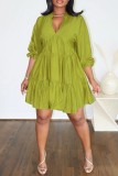 Casual Daily Vacation Y2k Solid Color V Neck A Line Dresses