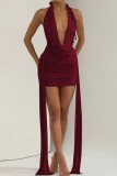 Backless Halter Wrapped Skirt Dresses