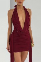 Backless Halter Wrapped Skirt Dresses
