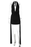 Backless Halter Wrapped Skirt Dresses