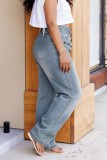 Casual Distressed High Waist Straight Denim Jeans