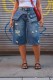 Ripped Capris Straight Denim Shorts
