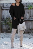 Casual Solid Color V Neck Long Sleeve Two Pieces