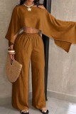 Casual Solid Color O Neck Half Sleeve Two Pieces