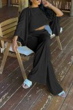 Casual Solid Color O Neck Half Sleeve Two Pieces
