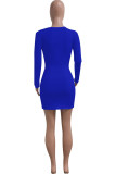 Casual Solid Patchwork V Neck A Line Dresses
