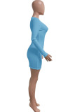 Casual Solid Patchwork V Neck A Line Dresses