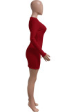 Casual Solid Patchwork V Neck A Line Dresses