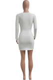 Casual Solid Patchwork V Neck A Line Dresses