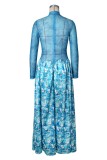Party Formal Prom Irregular Printed O Neck Dresses