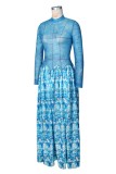 Party Formal Prom Irregular Printed O Neck Dresses