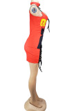 Sexy Street Spaghetti Strap Sleeveless Slip Pencil Dress skirt Print bandage Club Dresses