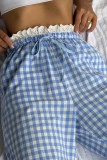 Casual Daily Plaid Lace Loose High Waist Bottoms