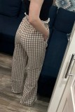 Casual Daily Plaid Lace Loose High Waist Bottoms