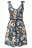 Casual Floral Print V Neck A Line Dresses