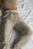 Casual Daily Plaid Lace Loose High Waist Bottoms