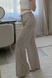 Casual Daily Plaid Lace Loose High Waist Bottoms