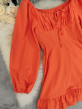 Casual Solid Color Square Neck A Line Dresses