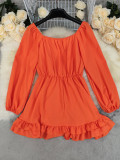 Casual Solid Color Square Neck A Line Dresses