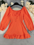 Casual Solid Color Square Neck A Line Dresses