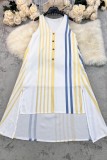 Casual Stripe V Neck A Line Dresses