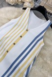 Casual Stripe V Neck A Line Dresses