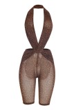 Sexy Leopard Halter Regular Rompers