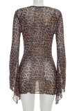 Sexy Casual Leopard Leopard Mesh Dresses