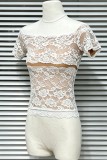Sexy Solid Color Lace Off Shoulder T-Shirts