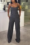 Casual Stripe Spaghetti Strap Sleeveless Two Pieces