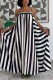 Casual Stripe Ruched Spaghetti Strap Sling Dresses