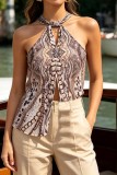 Street Party Bohemian Leopard Cold Shoulder Tops