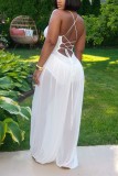 Sexy Street Solid Color Basic Halter Regular Jumpsuits