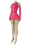 Sexy Casual Street Solid Color Cardigan Collar Two Pieces