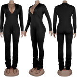 Sexy Daily Party Solid Color V Neck Skinny Jumpsuits