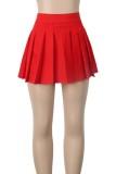 Casual Daily Solid Color Pleated High Waist Type A Solid Color Bottoms