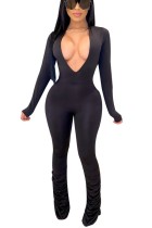 Sexy Daily Party Solid Color V Neck Skinny Jumpsuits