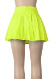 Casual Daily Solid Color Pleated High Waist Type A Solid Color Bottoms