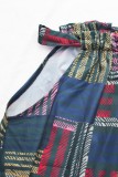 Casual Colorblock Print Halter A Line Dresses