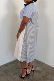 Casual Sportswear Daily Y2k Stripe Patchwork Shirt Collar Shirt Dresses