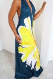 Sexy Daily Bohemian Vacation Flowers Backless Halter Backless Dress Dresses