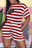 Fashion Living Striped Letter O Neck Rompers