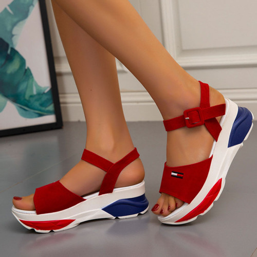 Fashion Casual Patchwork Fish Mouth Comfortable Shoes