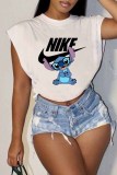 Fashion Street Character Print Letter O Neck T-Shirts