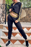 Fashion Elegant Letter Print Patchwork Long Sleeve Two Pieces