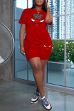 Fashion Sportswear Print Letter O Neck Short Sleeve Two Pieces