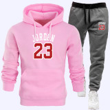 Casual Sportswear Letter Patchwork Hooded Collar Long Sleeve Two Pieces