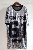 Fashion Street Letter Sequins O Neck T-Shirts